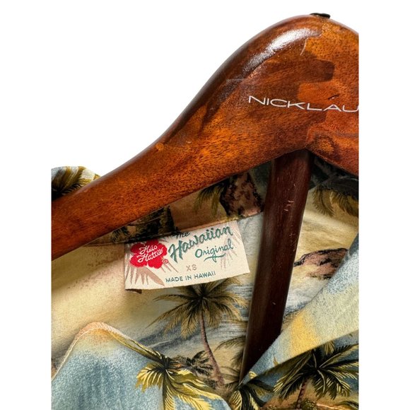 Vtg Hilo Hattie The Hawaii Original Palm Tree Boats Multicolor Hawaiian Shirt XS - Picture 5 of 7